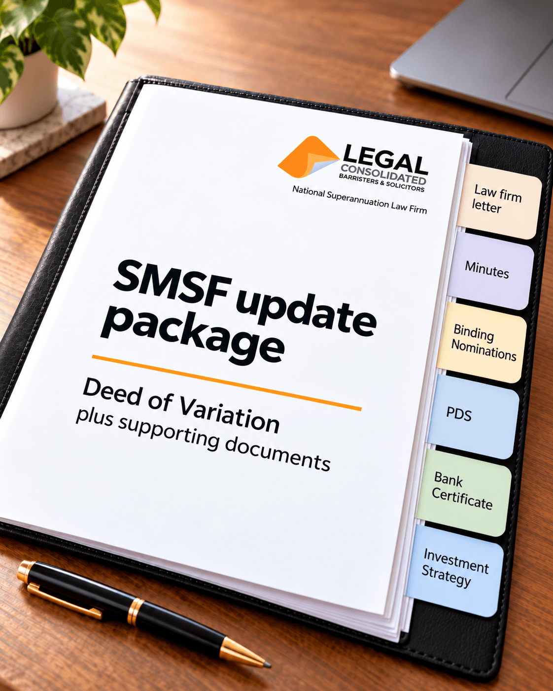 SMSF Deed update package with supporting legal documents