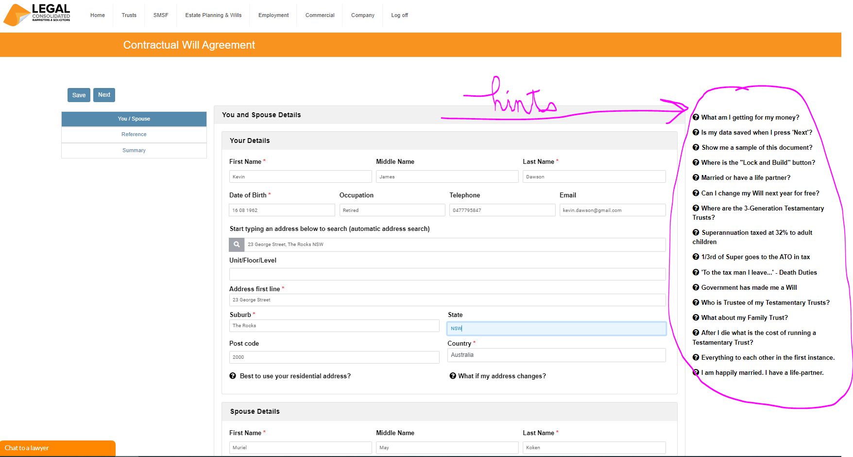 Agreement not to change my Will. Contractual Will Agreement.