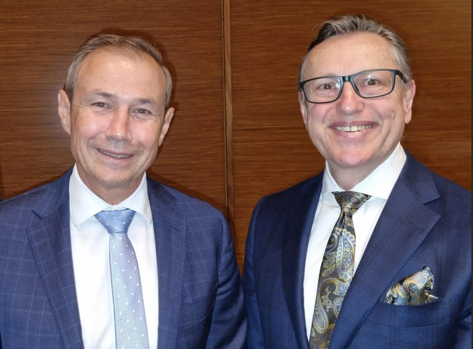 WA Deputy Premier Roger Cook and UWA Senator Brett Davies 2 Nov 2022
