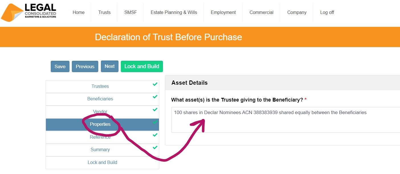 assets held in a bare trust before you buy